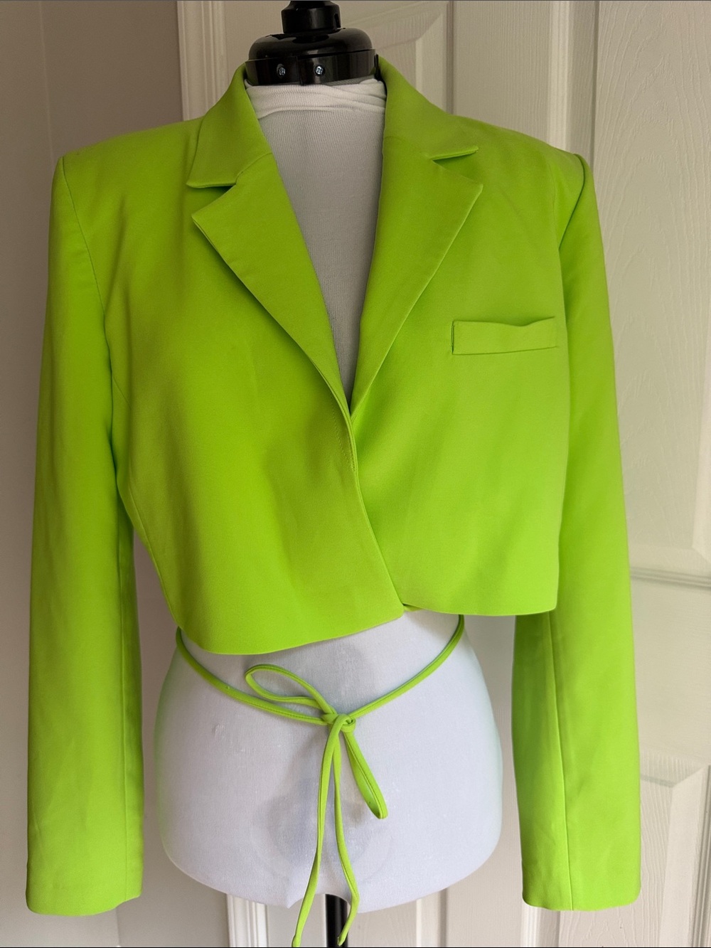 NWT Zara Cropped Lime Green Women's Blazer Jacket XL